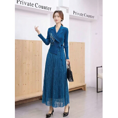 批发三宅<b class='q'>外贸</b>东南亚刺绣亮片立体装饰蕾丝拼接褶皱<b class='q'>西装</b>领宽松mm连衣裙