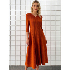 批发三宅欧美韩版简约风花苞裙八片裙褶皱V领高腰显瘦气质轻奢<b class='q'>连衣裙</b>