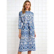 批发三宅<b class='q'>外贸</b>轻熟风抖抖裙绑带收腰宽松褶皱连衣裙大码女装压褶女mm装