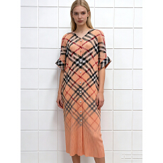 批发三宅外贸蝙蝠袖<b class='q'>宽松</b>褶皱<b class='q'>连衣裙</b>印花大码女装mm装优雅显瘦女开衫裙