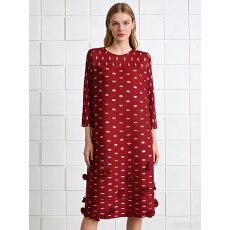 批发三宅外贸烫金抖抖裙褶皱宽松遮肉<b class='q'>连衣裙</b>盘花A字裙mm装<b class='q'>大码</b>女装