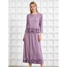 批发三宅重工外贸褶皱套装高端优雅风刺绣上衣宽松<b class='q'>百搭</b>半裙mm大码女装