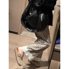 批发立体腰内包条波点爱心高腰松紧九分裤<b class='q'>女</b>秋季裤口<b class='q'>蕾丝</b>花边阔腿<b class='q'>裤</b>
