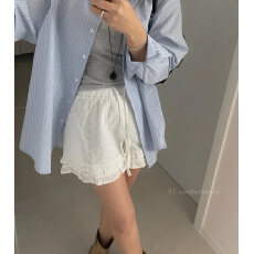 批发全棉包边有内里 <b class='q'>蕾丝</b>花边白色短裤裙<b class='q'>女</b>夏季新款法式高腰显瘦