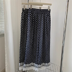 批发立体加包条设计感蕾丝花边拼接直筒裤子春季阔腿裤