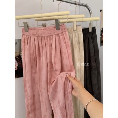 批发实拍!冰丝阔腿扎染脏脏裤女高腰慵懒风宽松百搭显瘦垂感休闲裤