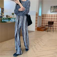 批发大码女装小众设计休闲裤子女2026春夏款<b class='q'>高腰</b>垂坠感直筒裤拖地裤