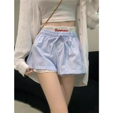 批发天猫质量甜辣刺绣蕾丝内搭<b class='q'>打底裤</b>女夏季设计感小众宽松条纹裤