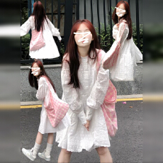 批发白色波点衬衫<b class='q'>连衣裙</b>子女2025新款秋季小个子穿搭气质高级感娃娃裙