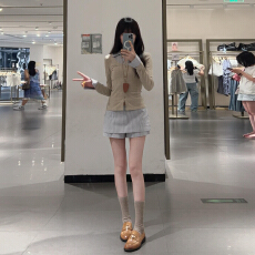 批发假两件长袖衬衫连衣裙子女<b class='q'>春</b>秋2025新款法式气质收腰条纹短裙套装