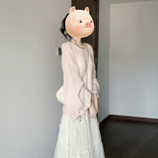 批发秋季穿搭一整套高级感慵懒风喇叭袖套头<b class='q'>毛衣</b>网纱半身裙两件套装女