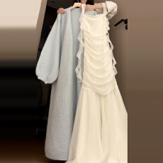 批发韩系<b class='q'>蕾丝</b>吊带连衣裙子女秋冬2025年新款巨好看鱼尾长裙穿搭一整套