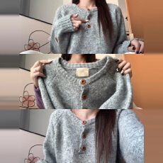 批发韩系圆领软糯慵懒高级感毛衣女秋冬2025新款百搭针织衫巨好看上衣