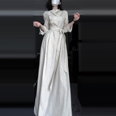 批发法式高级感长袖连衣裙子女2025新款早秋季别致独特超好看气质长裙