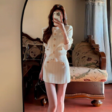 批发2025新款千金miu系针织套装<b class='q'>连衣裙</b>子女<b class='q'>秋冬</b>季小个子香风包臀短裙