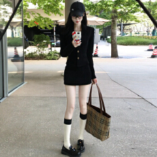 批发小香赫本风黑色<b class='q'>西装</b>套装连衣裙子女2025新款巨好看秋冬季韩系穿搭