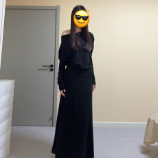 批发秋冬季韩系穿搭斜肩长袖针织连衣裙子女2025新款毛衣半身长裙套装