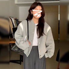 批发灰色<b class='q'>棒球</b><b class='q'>服外套</b>女2025春秋季新爆款小个子宽松夹克初春短上衣