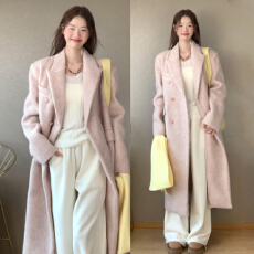批发粉色巨好看毛呢外套女秋冬季2025年新款高级感超好看宽松<b class='q'>显瘦</b>大衣
