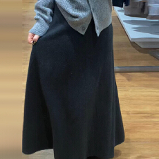 批发高级感灰色半身裙女<b class='q'>秋</b>冬季2025新款巨好看高腰显瘦加厚a字长裙子