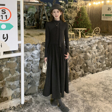 批发巨好看灰色针织打底内搭连衣裙子女秋冬季2025新款配大衣法式长裙