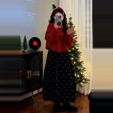 批发圣诞新年战袍红色毛衣连衣裙子女秋冬2025新款穿搭一整套<b class='q'>长裙</b>套装
