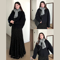 批发巨好看小香风黑色针织毛衣套装<b class='q'>连衣</b>裙子女秋冬季2025新款法式<b class='q'>长裙</b>