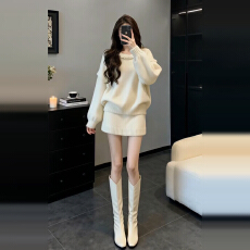 温柔风软糯针织套装女2025秋冬季慵懒高级感小个子毛衣半裙两件套