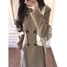 批发老钱风巨好看过膝毛呢外套女秋冬2025新款<b class='q'>中长款</b>收腰气质呢子大衣