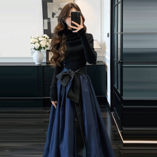 批发法式气质赫本风高级感<b class='q'>连衣裙</b>子女秋冬2025新款巨好看内搭套装长裙