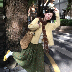 批发超好看针织毛衣套装<b class='q'>连衣裙</b>子女秋冬季2025新款艺术生明媚穿搭长裙