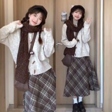 批发巨好看毛衣针织半身<b class='q'>连衣裙</b>子女秋冬季2025新款小个子穿搭套装长裙