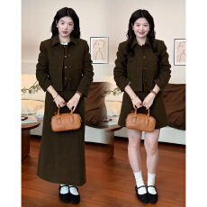 批发2026新款韩式搭配一整套秋冬装连衣裙子女小香风马甲叠穿套装<b class='q'>长裙</b>