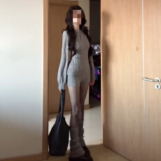 批发韩系慵懒风灰色亨利领麻花毛衣女秋冬季新款<b class='q'>修身</b>显瘦针织上衣套装