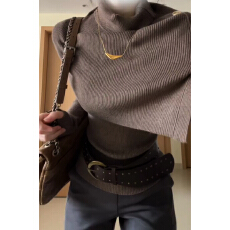 批发韩系chic斗篷披肩高领<b class='q'>针织衫</b>女士2026春秋冬新款修身显瘦毛衣上衣