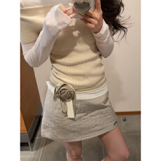 批发2026超火穿搭一整套长袖<b class='q'>T</b><b class='q'>恤</b>叠穿一字肩短袖针织上衣半身裙套装女