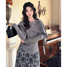 批发大方得体独特漂亮针织<b class='q'>连衣裙</b>子女秋<b class='q'>冬季</b>2026新款穿搭套装碎花长裙