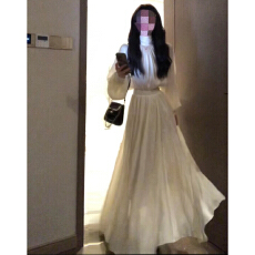 批发2026新款法式气质高领褶皱收腰<b class='q'>连衣裙</b>子女早秋季御姐风高级感<b class='q'>长裙</b>