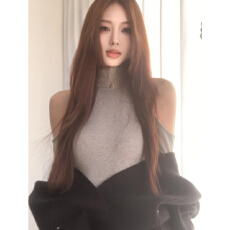 批发2026新款性感纯欲穿搭灰色挂脖<b class='q'>连衣裙</b>子女装秋<b class='q'>冬季</b>包臀裙毛衣套装