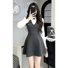 批发甜美蝴蝶结套装连衣裙女2026新款<b class='q'>娃娃领</b><b class='q'>衬衫</b>针织显瘦收腰约会穿搭