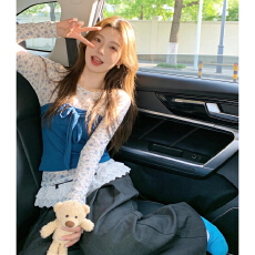 批发2026超火穿搭一整套春季新款蓝色<b class='q'>抹胸</b>背心叠穿碎花上衣搭配阔腿裤