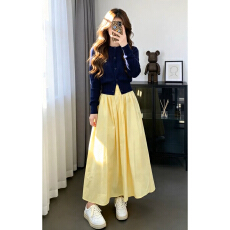 批发2026新款早春季韩系氛围感穿搭学院风套装连衣裙子女装小个子长裙