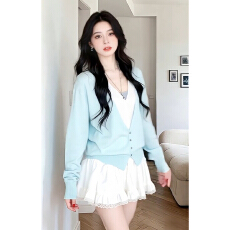 批发早春假两件针织衫套装女2026新款法式气质小个子半身连衣裙子女夏