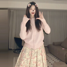 批发粉色碎花套装连衣裙子女春季2026<b class='q'>新款</b>法式气质韩系小个子一整套夏