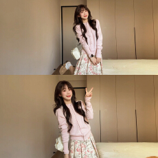 批发粉色碎花套装连衣裙子女春季2026<b class='q'>新款</b>法式气质韩系小个子一整套夏