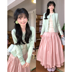 批发法式多巴胺套装长裙2026<b class='q'>新款</b>早春季超火减龄穿搭一整套连衣裙子女