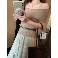 批发韩系高知感气质<b class='q'>连衣裙</b>子女2026新款春夏季一字肩上衣网纱长裙套装