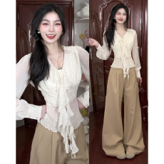 批发白色<b class='q'>波点</b>收腰<b class='q'>衬衫</b>女2026新款法式<b class='q'>衬衣</b>独特漂亮设计感小众长袖上衣