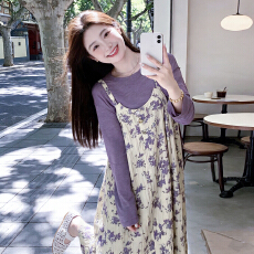 批发法式<b class='q'>紫色</b>碎花吊带<b class='q'>连衣裙</b>女早春2026新款巨好看穿搭一整套长裙套装