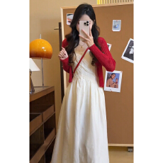 批发白色重工吊带<b class='q'>连衣裙</b>子女早春季穿搭2026新款海边度假夏季套装长裙